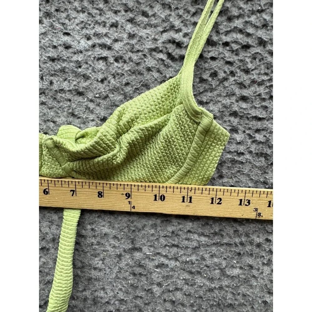 Monday Swimwear Textured Underwire Bikini Set Green Womens Size Top P Bottom M